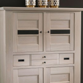 Rangement Belem 4 portes 1 tiroir chêne massif blanchi 2