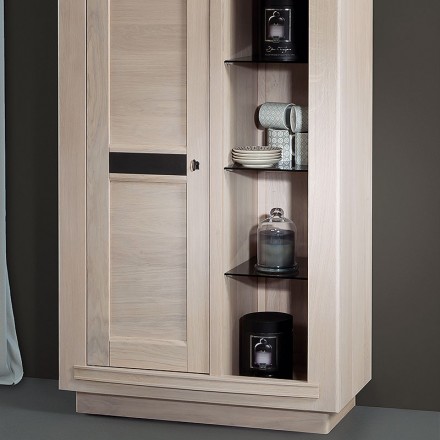 Bibliothèque Belem 1 porte 1 niche chêne massif blanchi