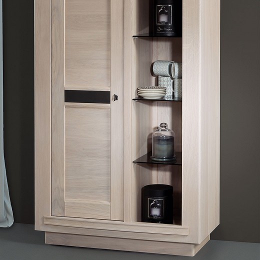 Bibliothèque Belem 1 porte 1 niche chêne massif blanchi Bibliothèque Belem 1 porte 1 niche chêne massif blanchi