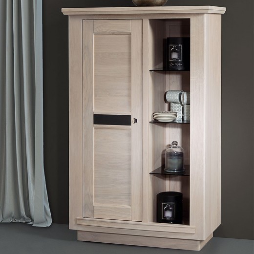 Bibliothèque Belem 1 porte 1 niche chêne massif blanchi Bibliothèque Belem 1 porte 1 niche chêne massif blanchi