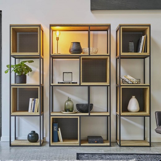 Bloc de rangement bibliothèque Brooks chêne massif