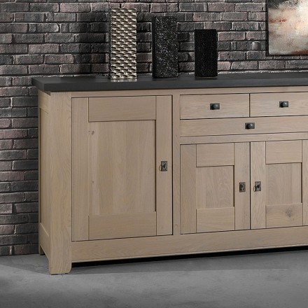 Buffet Whitney 4 portes chêne grisé