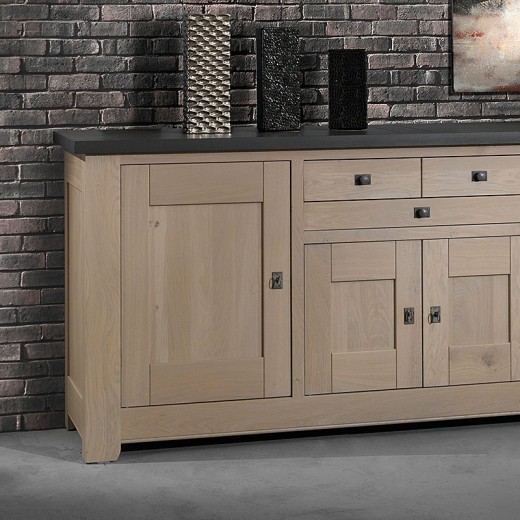 Buffet Whitney 4 portes chêne grisé