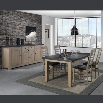 Buffet Whitney 4 portes chêne grisé