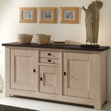 Buffet Whitney 3 portes chêne grisé