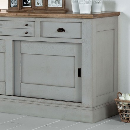 Buffet romance 2 portes 3 tiroirs teinte tilleul