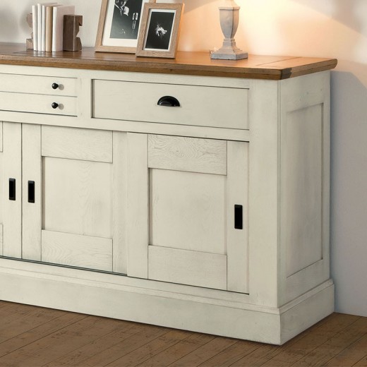 Buffet romance 4 portes 3 tiroirs teinte vanille Buffet romance 4 portes 3 tiroirs teinte vanille