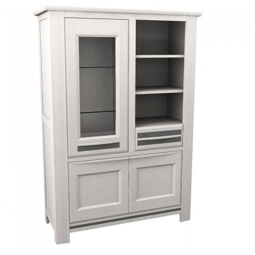 Vitrine Malaga 3 portes 1 tiroir blanchie Vitrine Malaga 3 portes 1 tiroir blanchie