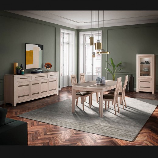 Buffet Ines naturel 4 portes 3 tiroirs