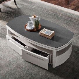 Table basse Ines blanche 2 tiroirs 2