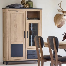 Vitrine Indus 2 portes 2 tiroirs 2