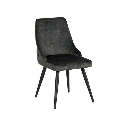 Chaise pieds métal tissu kaki Casta