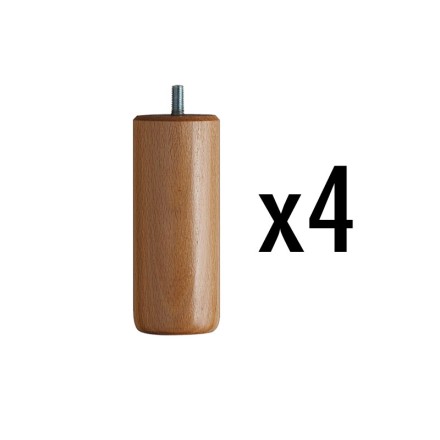 Jeu de 4 pieds cylindriques h15 - vernis naturel