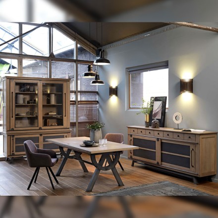 Buffet 2 portes coulissantes - 2 tiroirs - PASSERELLE ambiance